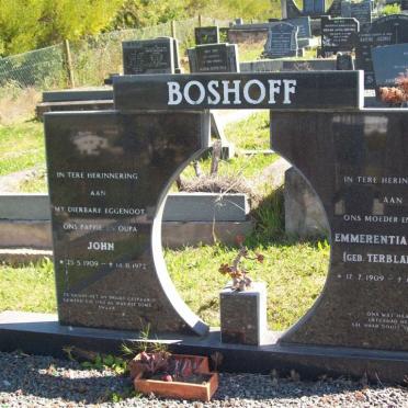 BOSHOFF John 1909-1972 &amp; Emmerentia TERBLANCHE