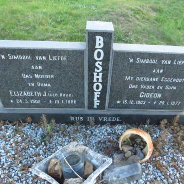 BOSHOFF Gideon 1903-1977 & Elizabeth J. ROUX 1902-1990