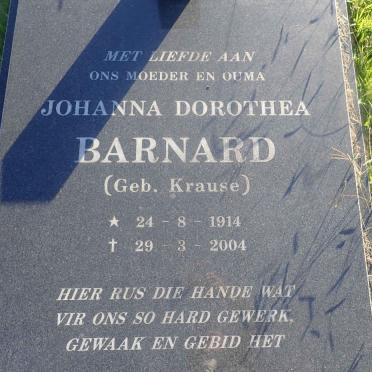 BARNARD Johanna Dorothea nee KRAUSE 1914-2004