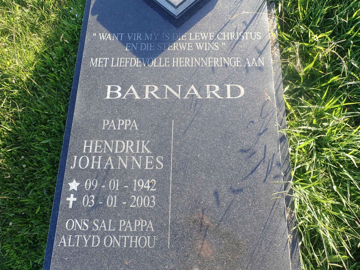 BARNARD Hendrik Johannes 1942-2003
