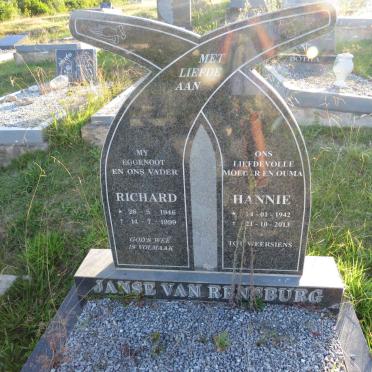 RENSBURG Richard, Janse van 1946-1999 &amp; Hannie 1942-2013