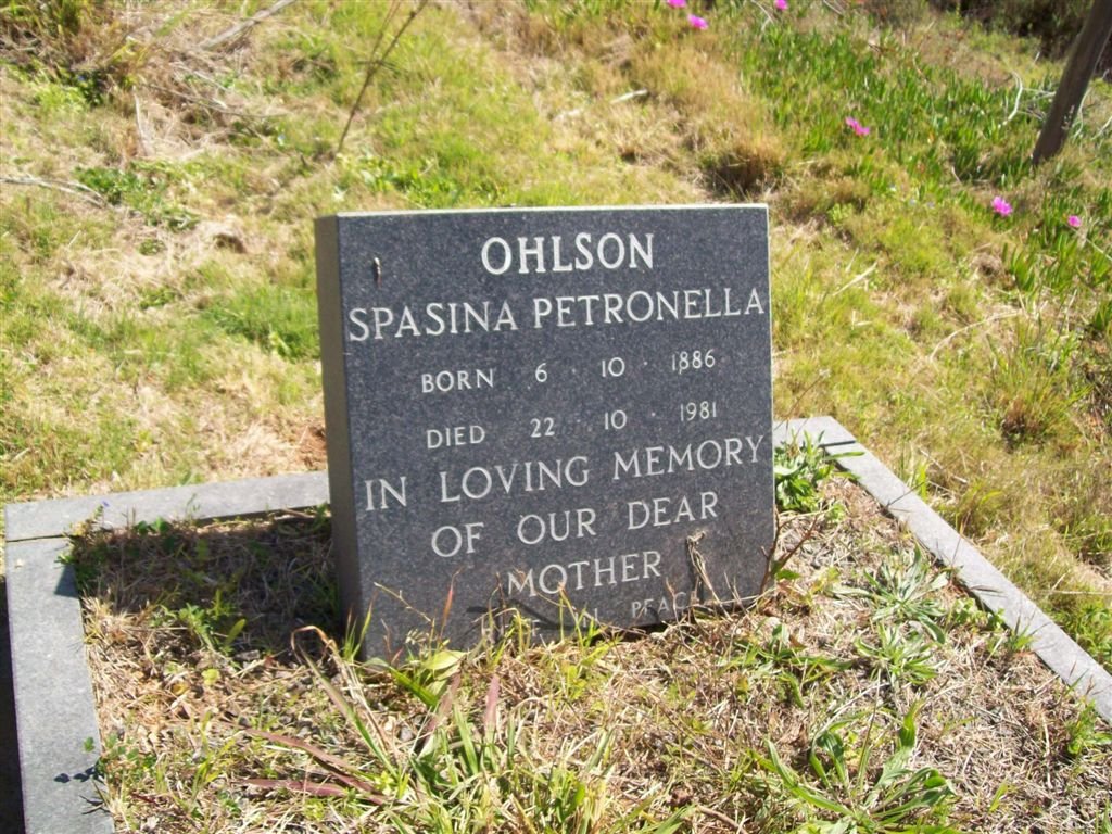 OHLSON Spasina Petronella 1886-1981