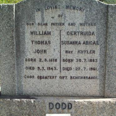 DODD William Thomas 1878-1943 &amp; Gertruida Susanna Abigail KEYTER 1883-1961