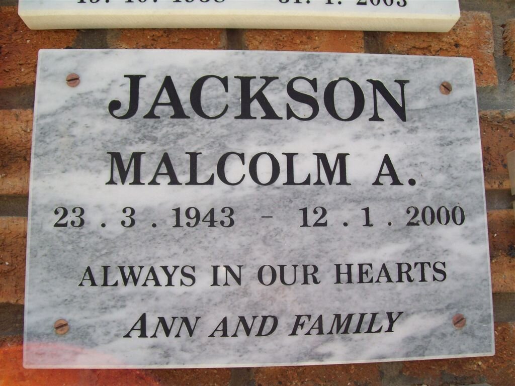 JACKSON Malcolm A. 1943-2000