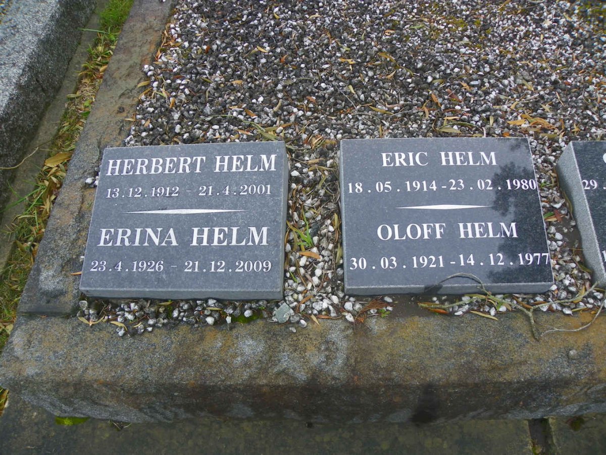 HELM Herbert 1912-2001 :: HELM Eric 1914-1980 :: HELM Oloff 1921-1977 :: HELM Erina 1926-2009