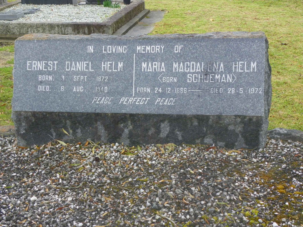 HELM Ernest Daniel 1872-1940 &amp; Maria Magdalena SCHOEMAN 1886-1972