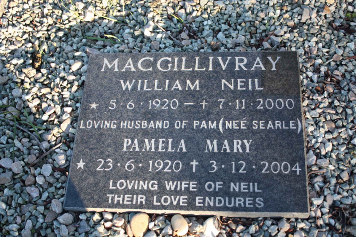 MACGILLIVRAY William Neil 1920-2000 &amp; Pamela Mary SEARLE 1920-2004