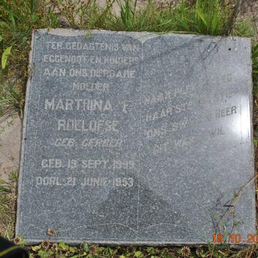 ROELOFSE Marthina F. nee GERBER 1899-1953