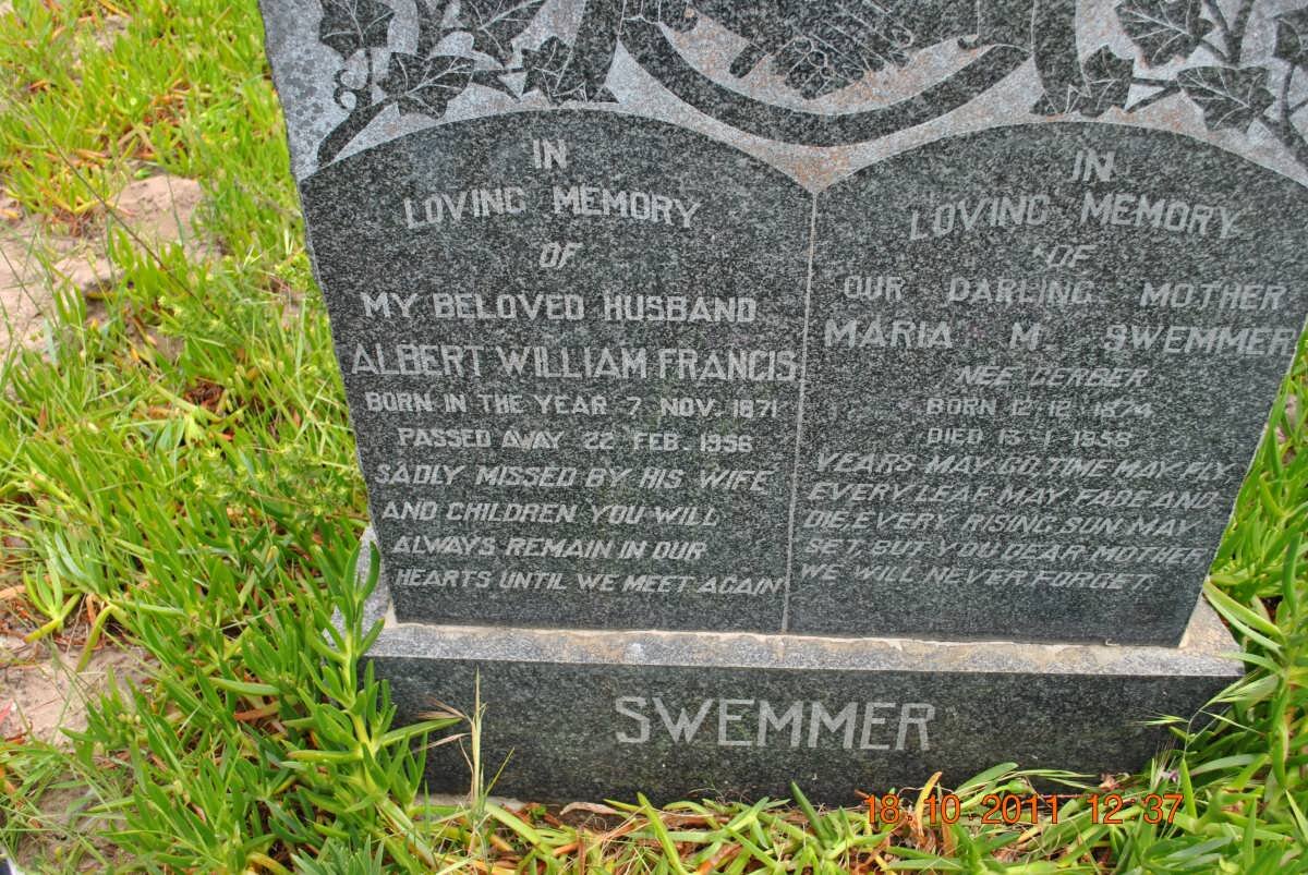 SWEMMER Albert William Francis 1871-1956 &amp; Maria M. GERBER 1874-1958