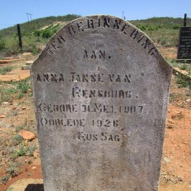 RENSBURG Anna, Janse van 1907-1926