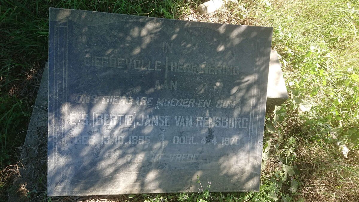 RENSBURG E.S., Janse van 1896-1970