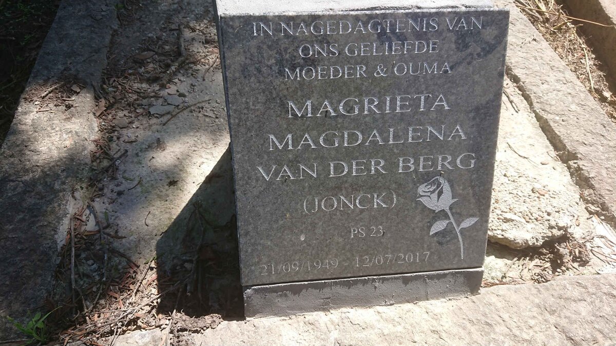 BERG Magrieta Magdalena, van der nee JONCK 1949-2017