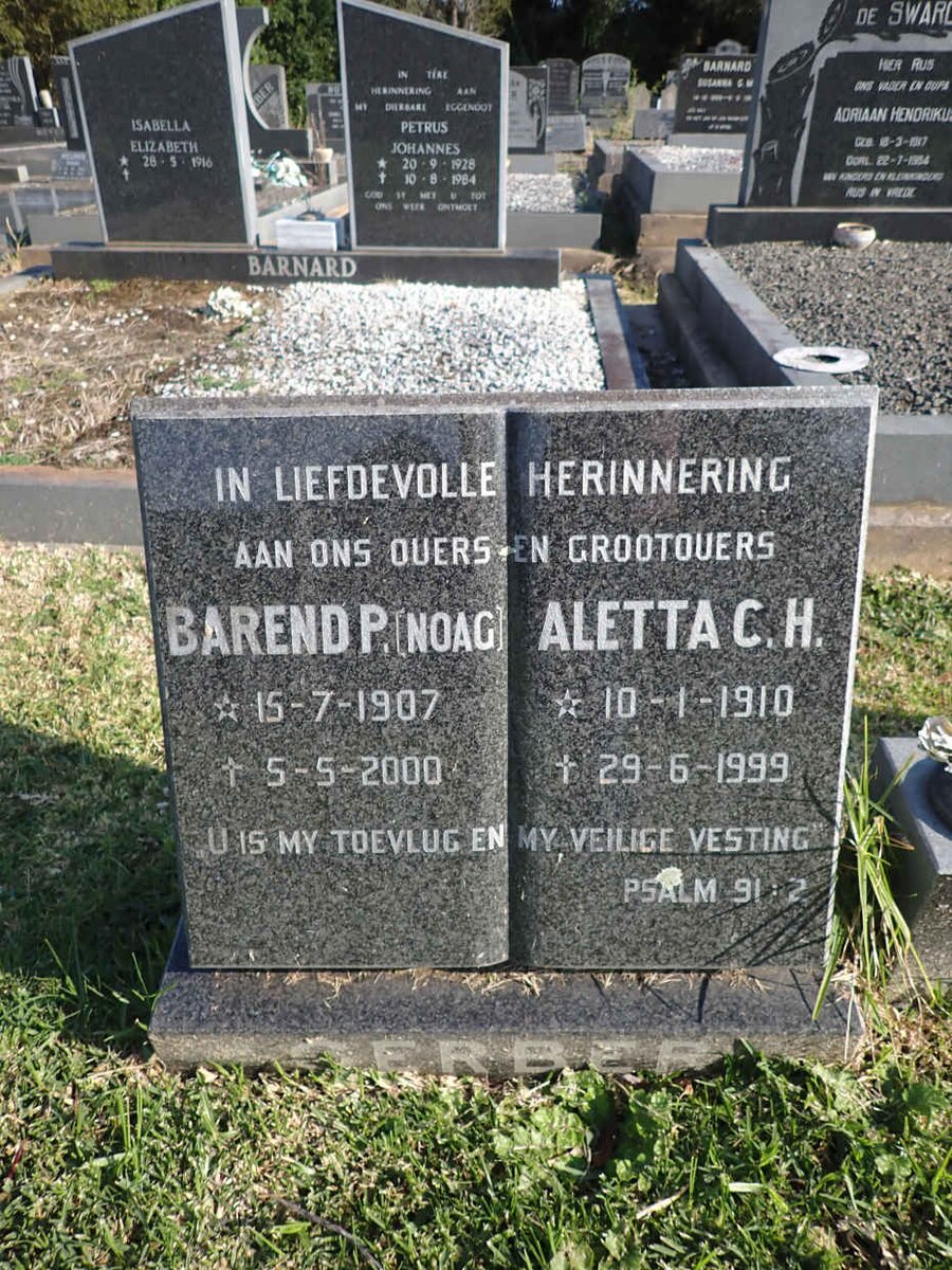 GERBER Barend P. 1907-2000 & Aletta C.H. 1910-1999