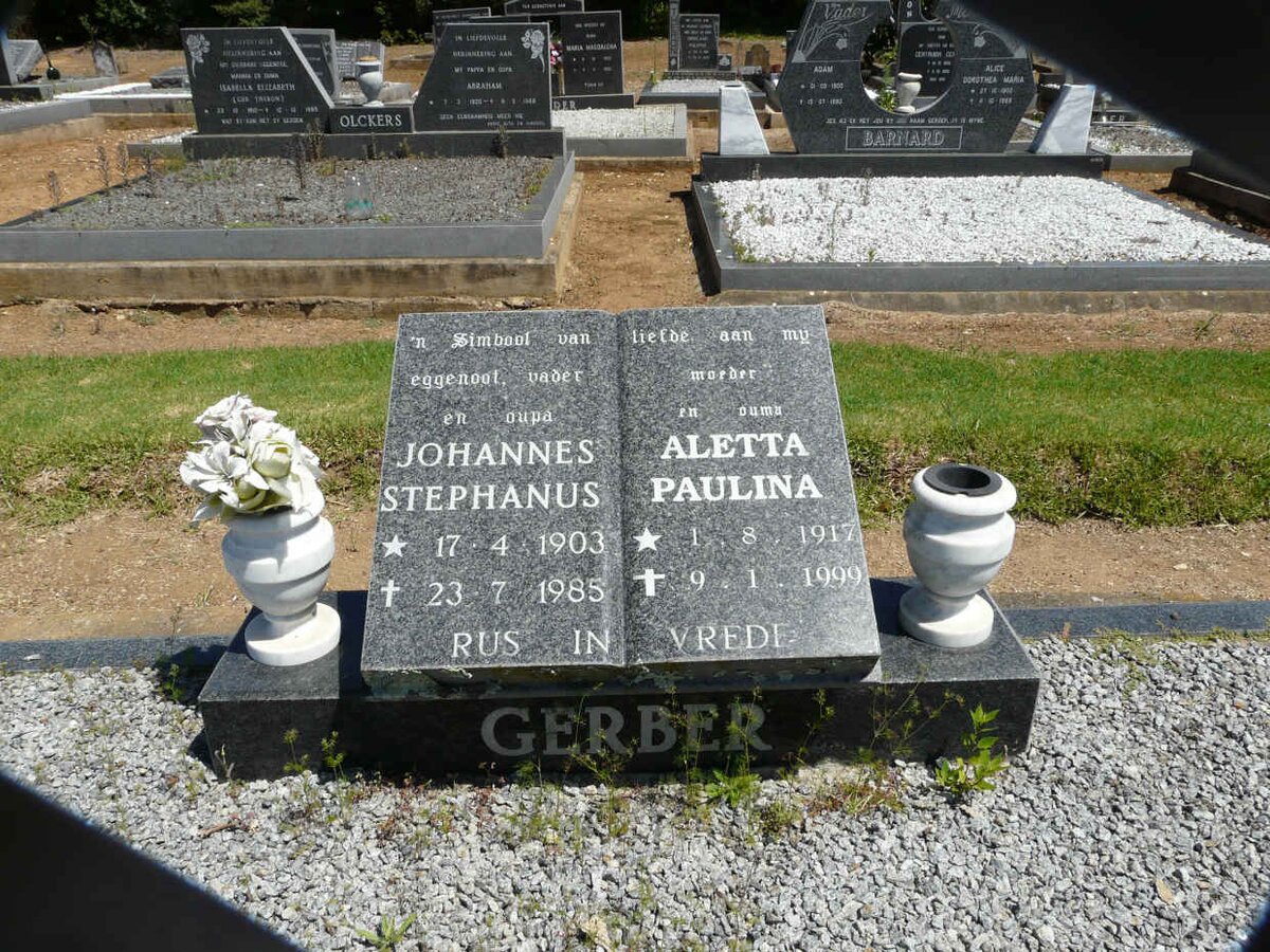 GERBER Johannes Stephanus 1903-1985 &amp; Aletta Paulina 1917-1999