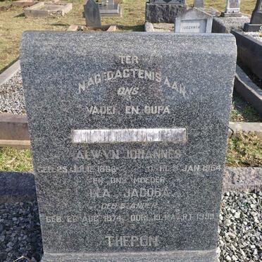 THERON Alwyn Johannes 1866-1954 & Lea Jacoba STANDER 1874-1999