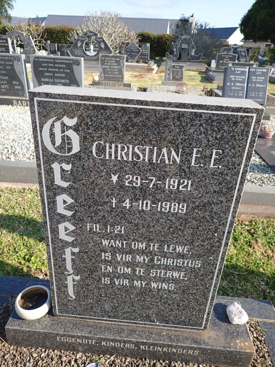 GREEFF Christiaan E.E. 1921-1989