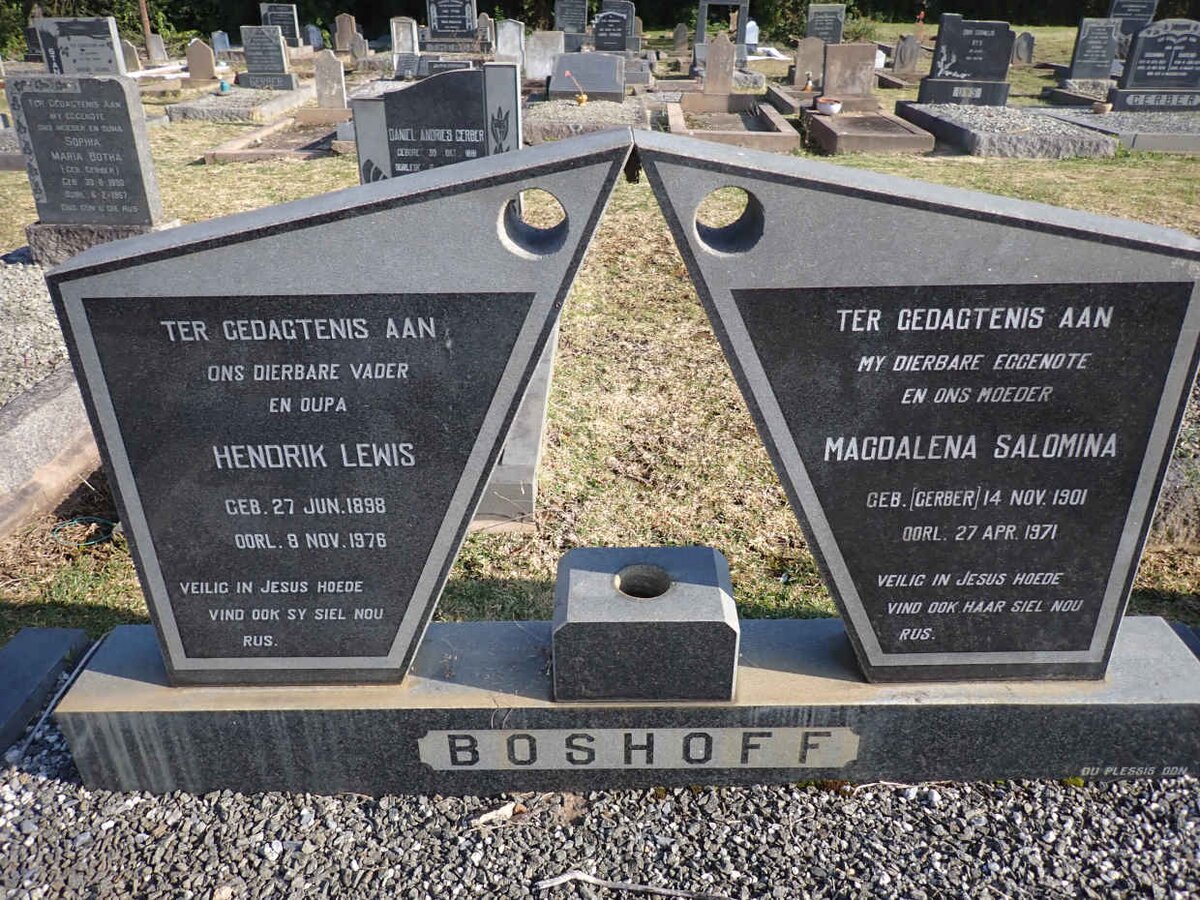 BOSHOFF Hendrik Lewis 1898-1976 & Magdalena Salomina GERBER 1901-1971