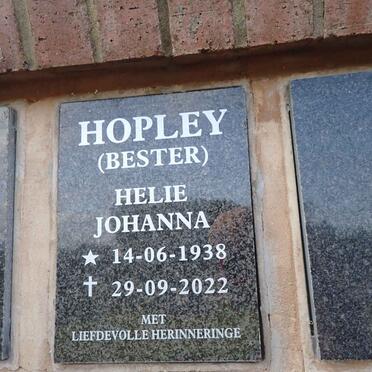 HOPLEY Helie Johanna nee BESTER 1938-2022