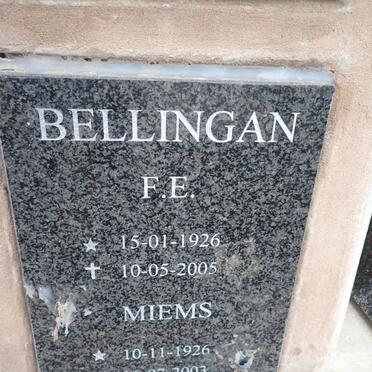 BELLINGAN F.E. 1926-2005 & Miems 1926-2003