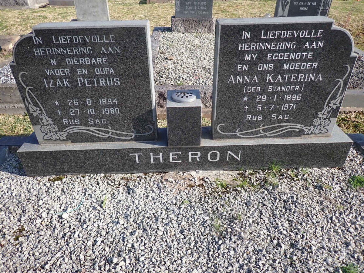 THERON Izak Petrus 1894-1980 & Anna Katerina STANDER 1896-1971