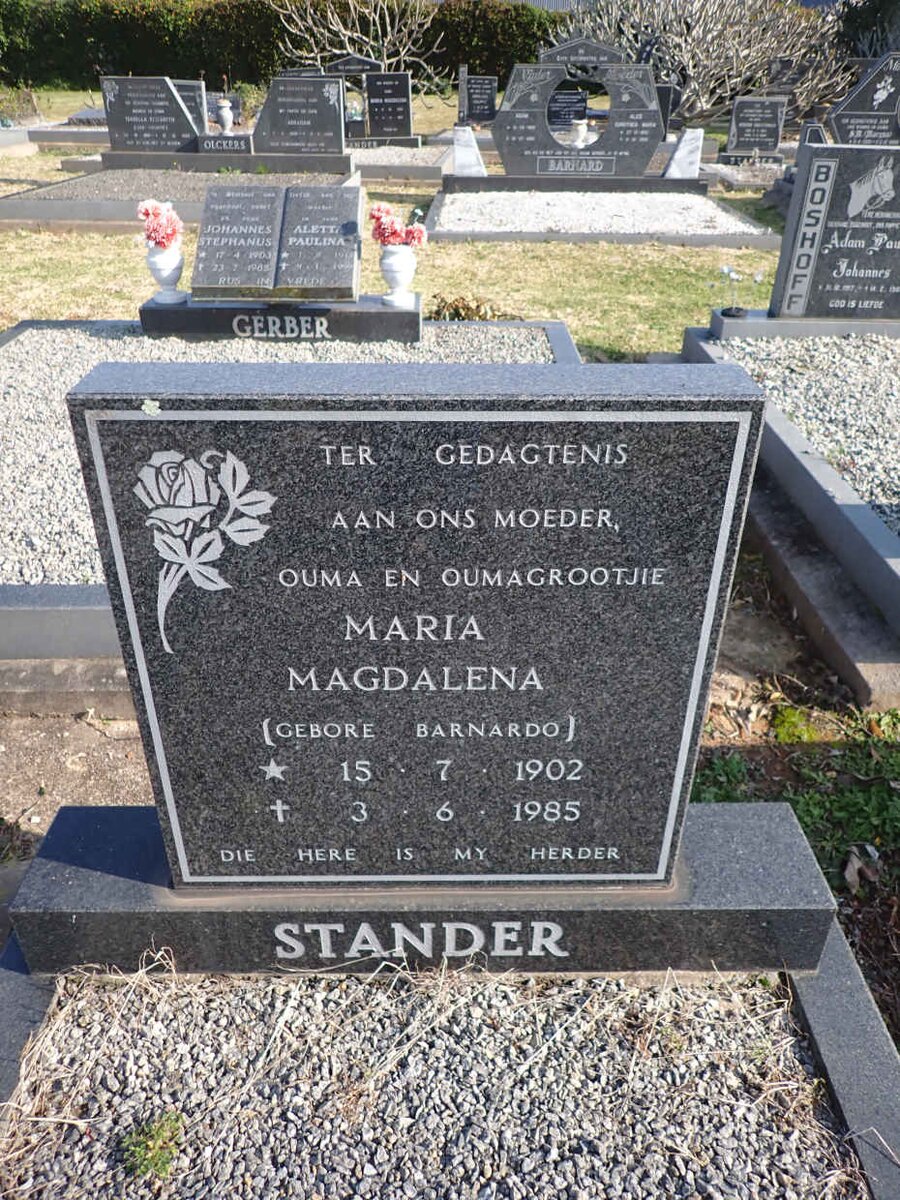 STANDER Maria Magdalena nee BARNARDO 1902-1985