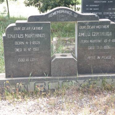 ROOYEN Ignatius Marthinus, van 1869-1961 &amp; Amelia Gertruida MARTIN 1881-1936 