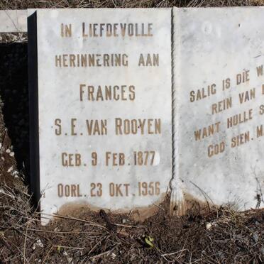 ROOYEN Frances S.E., van 1877-1956