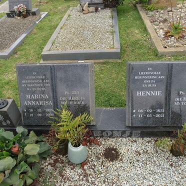 CRONJE Hennie 1931-2021 &amp; Marina Annarisa 1935-2000