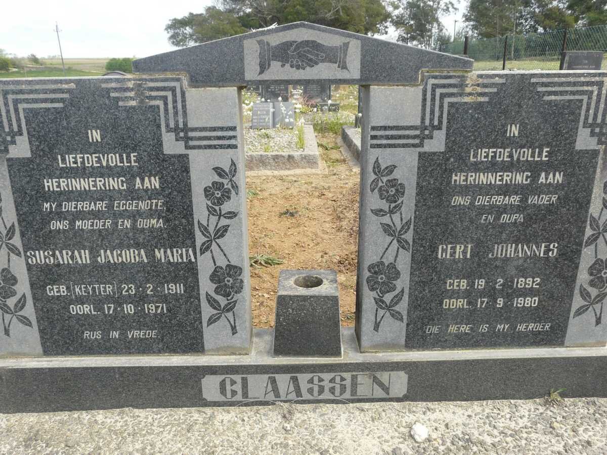 CLAASSEN Gert Johannes 1892-1980 &amp; Susarah Jacoba Maria KEYTER 1911-1971