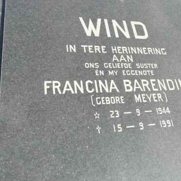 WIND Francina Barendina nee MEYER 1944-1991