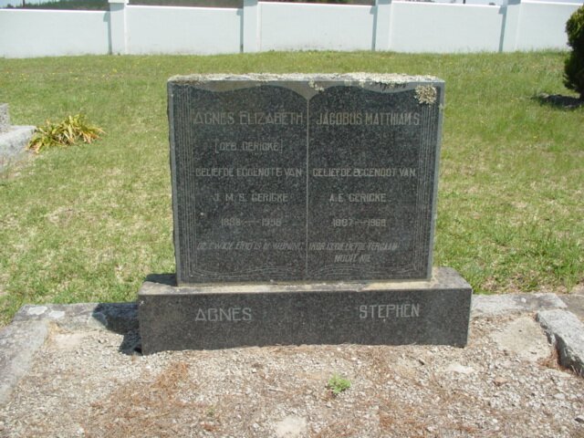GERICKE Jacobus Matthiah Stephen 1887-1966 &amp; Agnes Elizabeth GERICKE 1898-1958