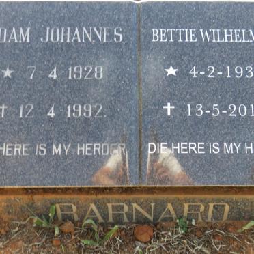 BARNARD Adam Johannes 1928-1992 &amp; Bettie Wilhelmina 1932-2016