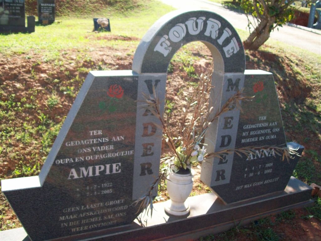 FOURIE Ampie 1922-2005 &amp; Anna 1928-2002