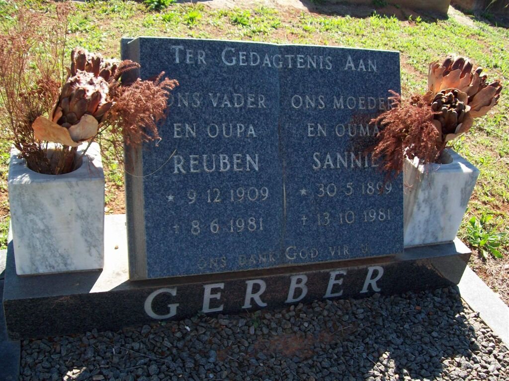 GERBER Reuben 1909-1981 &amp; Sannie 1899-1981