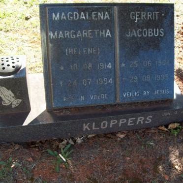 KLOPPERS Gerrit Jacobus 1903-1998 &amp; Magdalena Margaretha 1914-1994