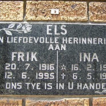 ELS Frik 1916-1995 &amp; Ina 1918-1998