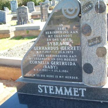 STEMMET Sybrand Gerhardus 1917-1973 &amp; Cornelia Gertruida 1921-1984