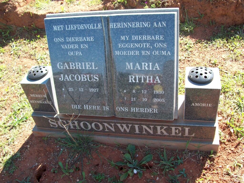 SCHOONWINKEL Gabriel Jacobus 1927- &amp; Maria Ritha 1930-2005