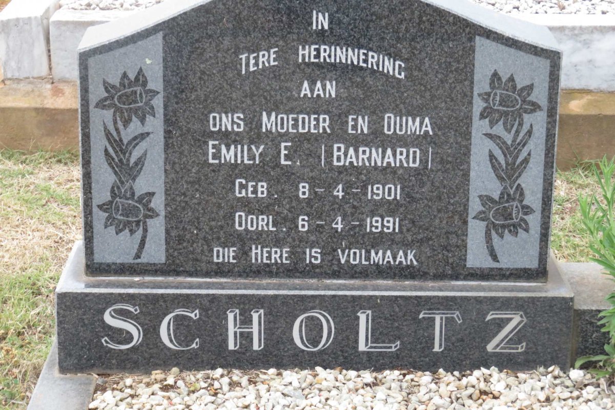 SCHOLTZ Emily E. nee BARNARD 1901-1991