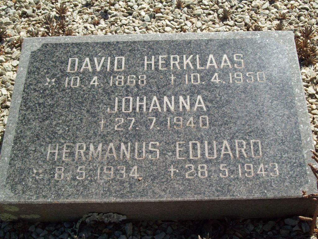 SCHOLTZ David Herklaas 1868-1950 :: SCHOLTZ Johanna -1940 :: SCHOLTZ Hermanus Eduard 1934-1943