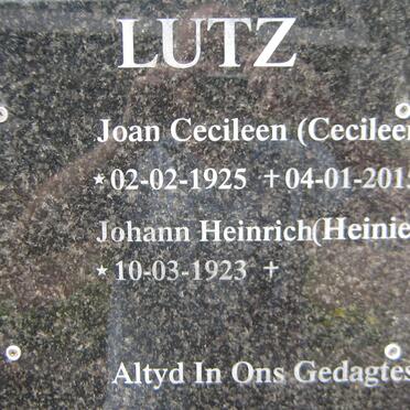 LUTZ Johann Heinrich 1923- &amp; Joan Cecileen 1925-2015