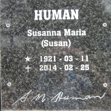 HUMAN Susanna Maria 1921-2014