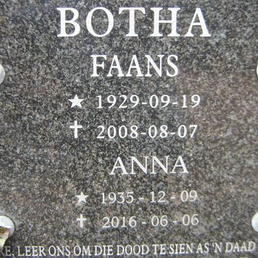 BOTHA Faans 1929-2008 &amp; Anna 1935-2016