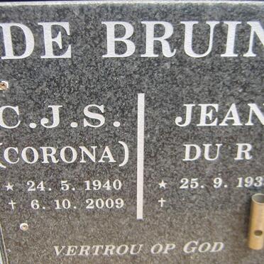 BRUIN C.J.S., de 1940-2009 &amp; Jean Du R. 1933-