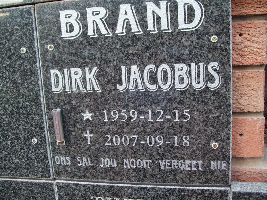 BRAND Dirk Jacobus 1959-2007
