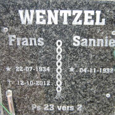 WENTZEL Frans 1934-2012 &amp; Sannie 1932-