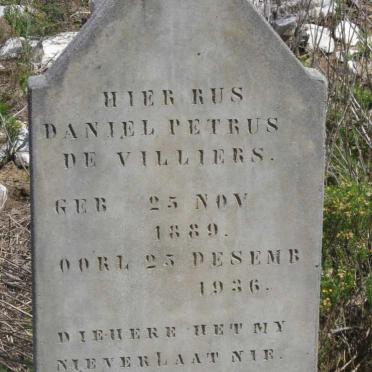 VILLIERS Daniel Petrus, de 1889-1936