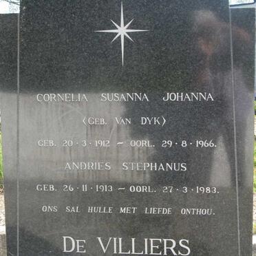 VILLIERS Andries Stephanus, de 1913-1983 &amp; Cornelia Susanna Johanna VAN DYK 1912-1966