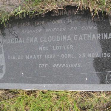 ? Matthys Johannes 1878-1957 &amp; Magdalena Gloudina Catharina LÖTTER 1887-1966