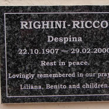 RICCO Despina, RIGHINI 1907-2000
